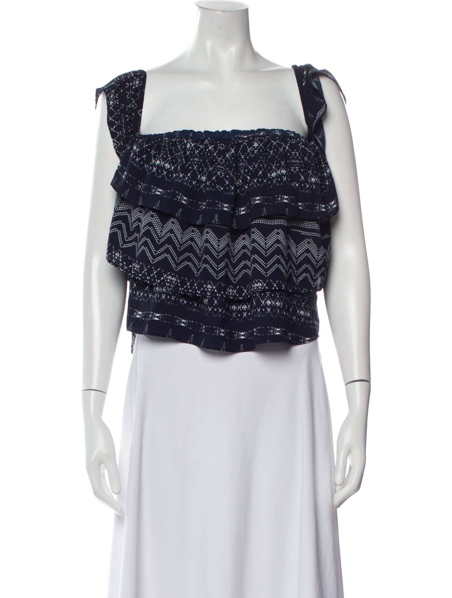 MISA Los Angeles Printed Square Neckline Crop Top