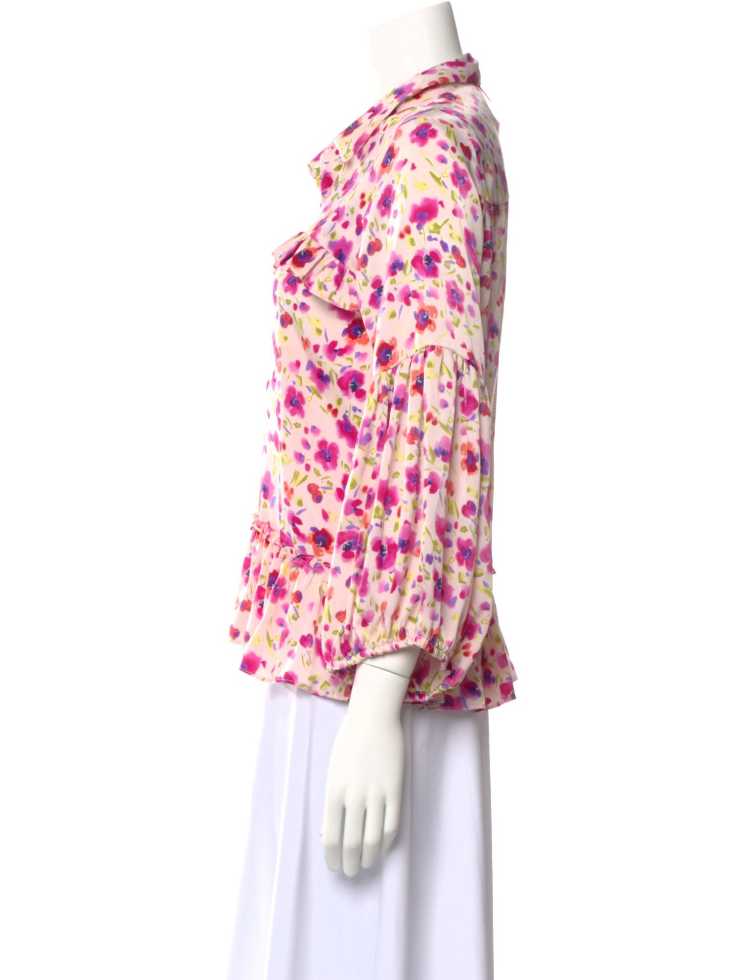 MISA Los Angeles Floral Print V-Neck Blouse