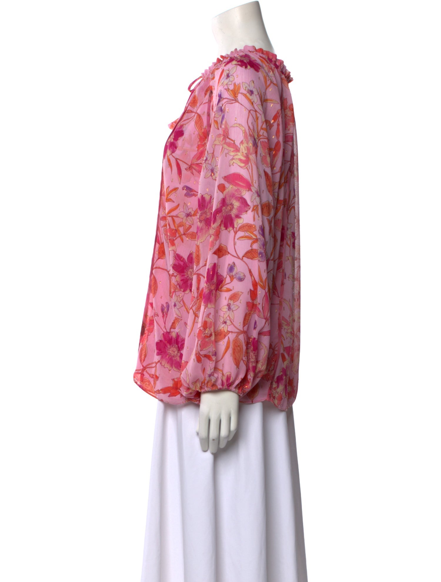 MISA Los Angeles Floral Print Bateau Neckline Blouse