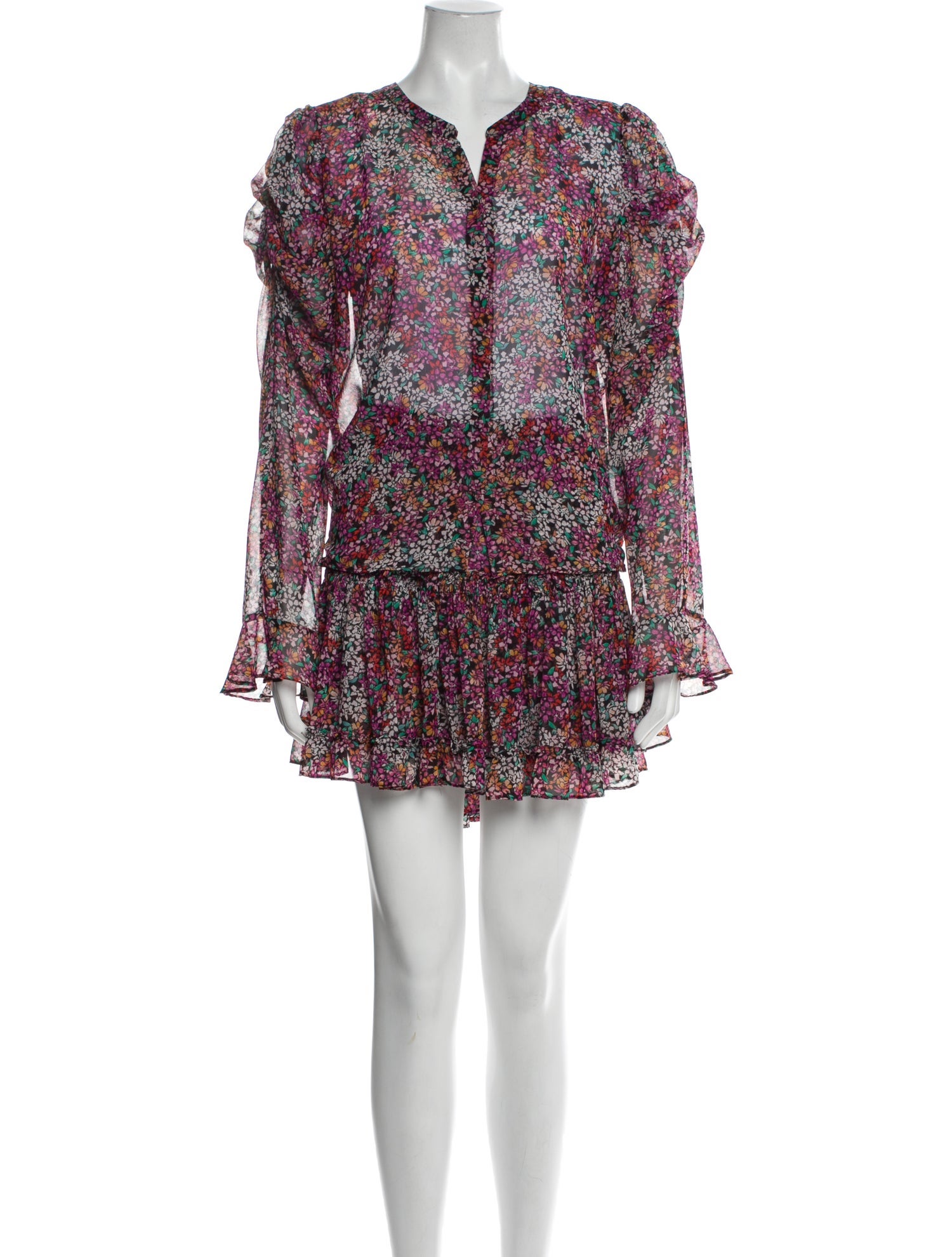 MISA Los Angeles Floral Print Ruffle Embellishment Skirt Set