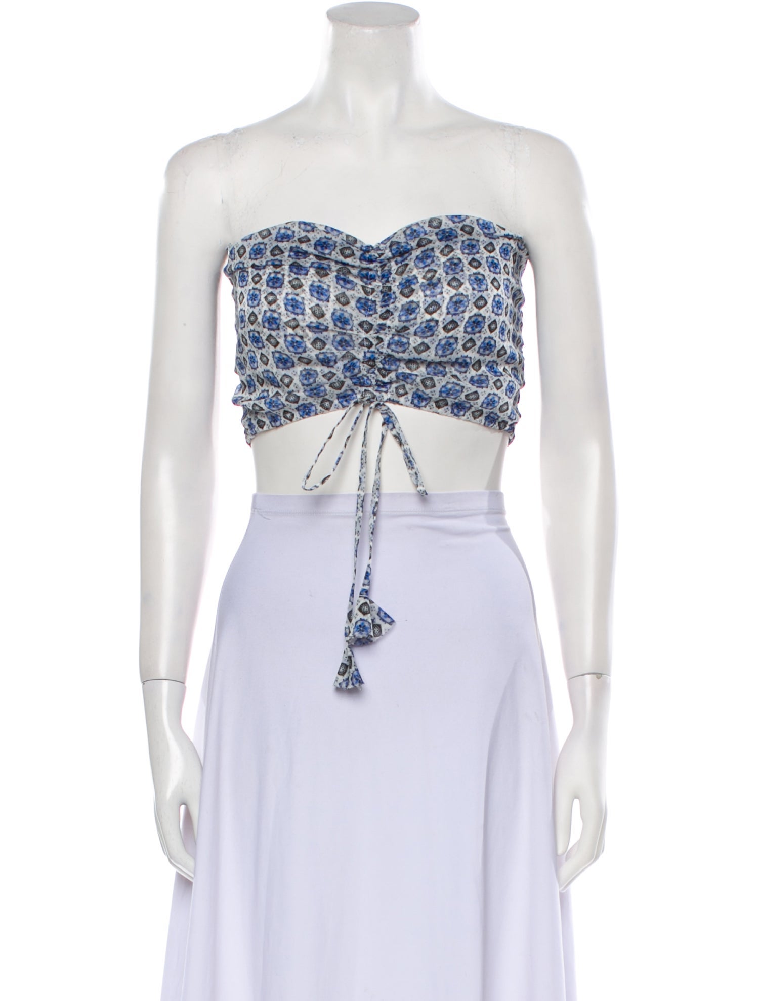 MISA Los Angeles Printed Strapless Crop Top