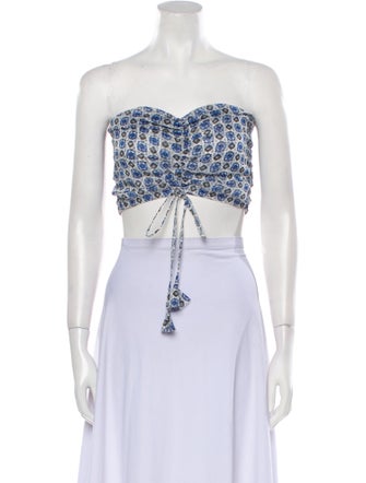 MISA Los Angeles Printed Strapless Crop Top