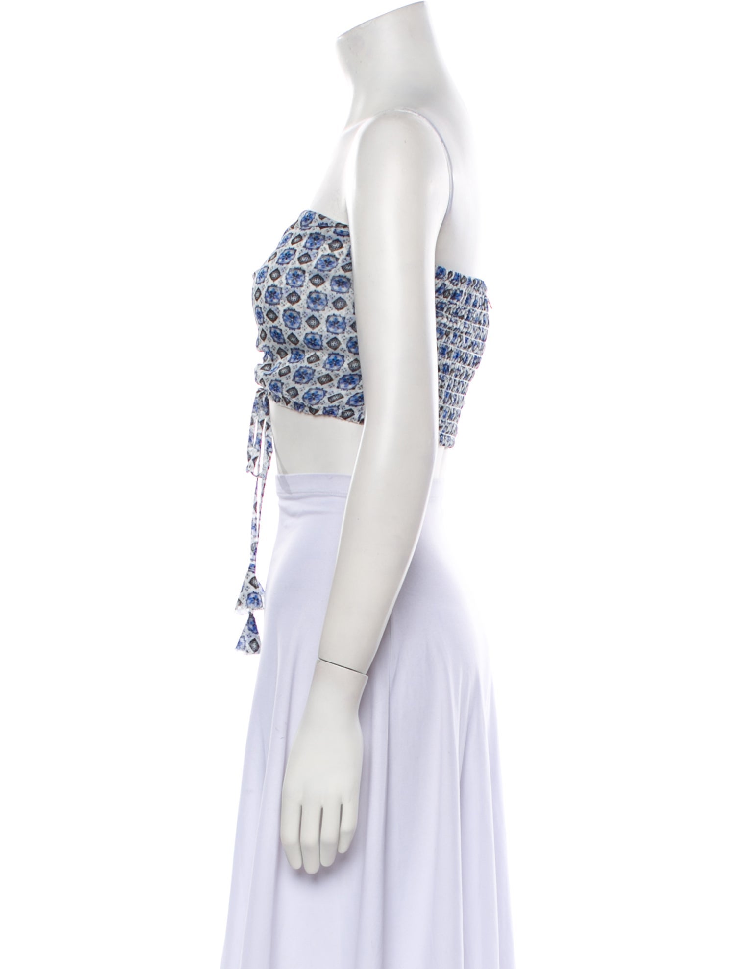 MISA Los Angeles Printed Strapless Crop Top