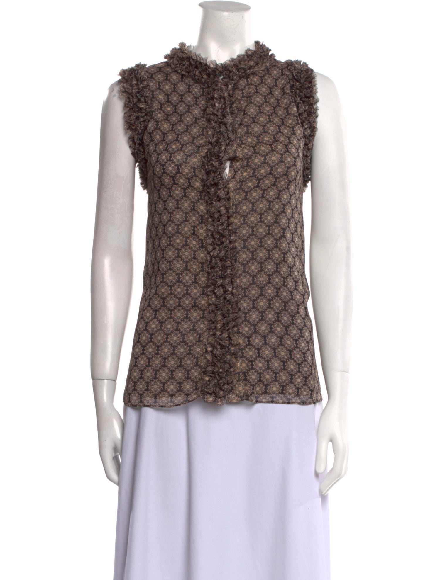 MISA Los Angeles Printed Mock Neck Blouse