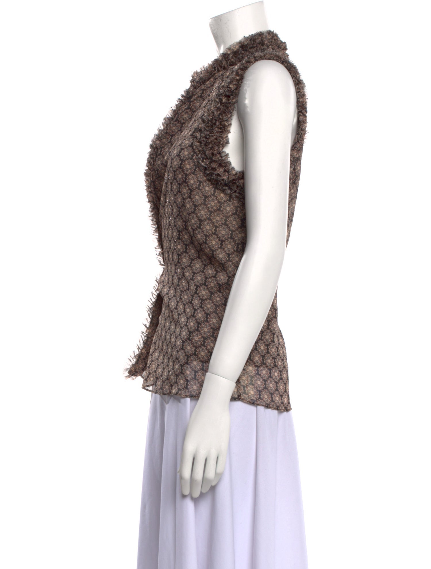 MISA Los Angeles Printed Mock Neck Blouse