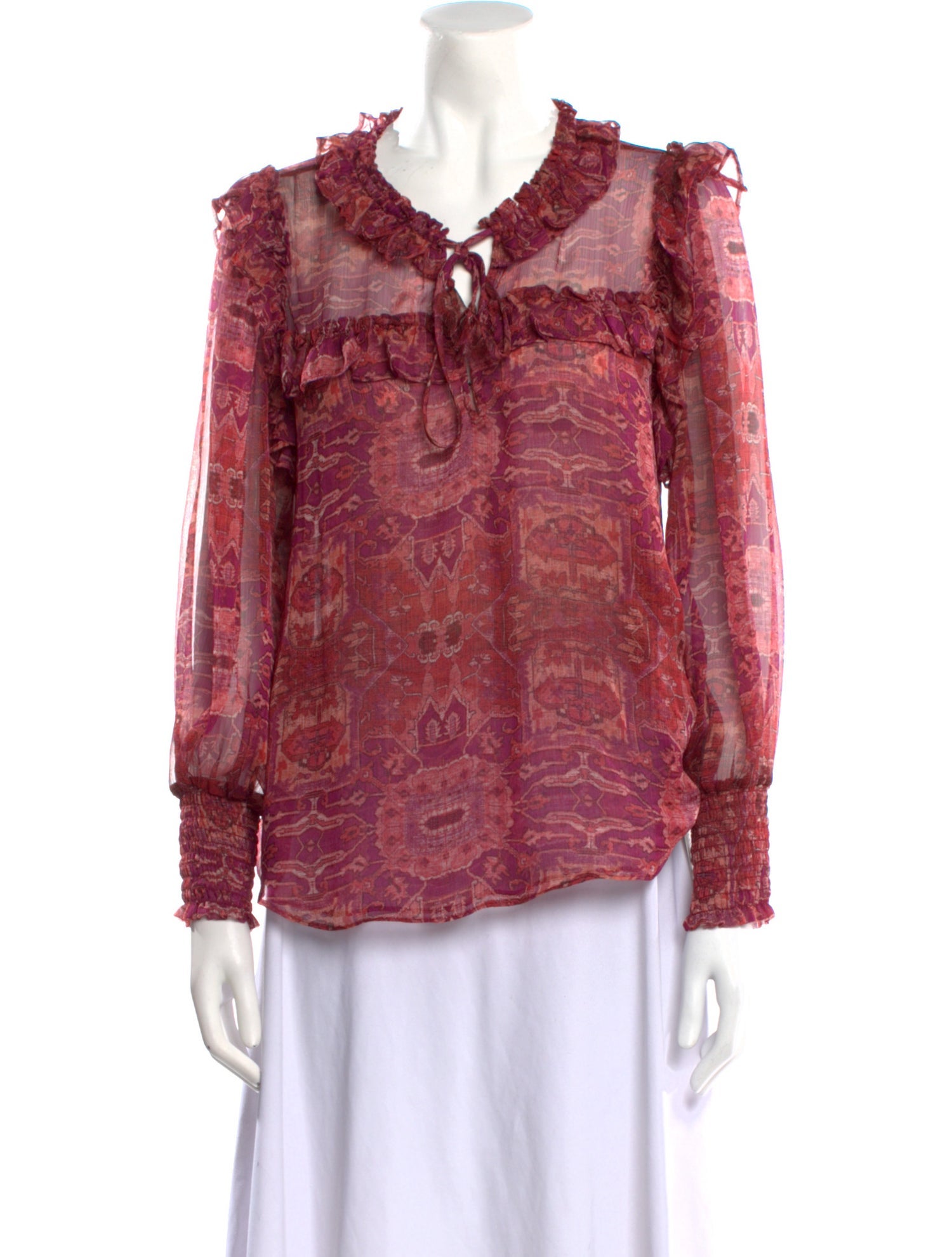 MISA Los Angeles Floral Print V-Neck Blouse