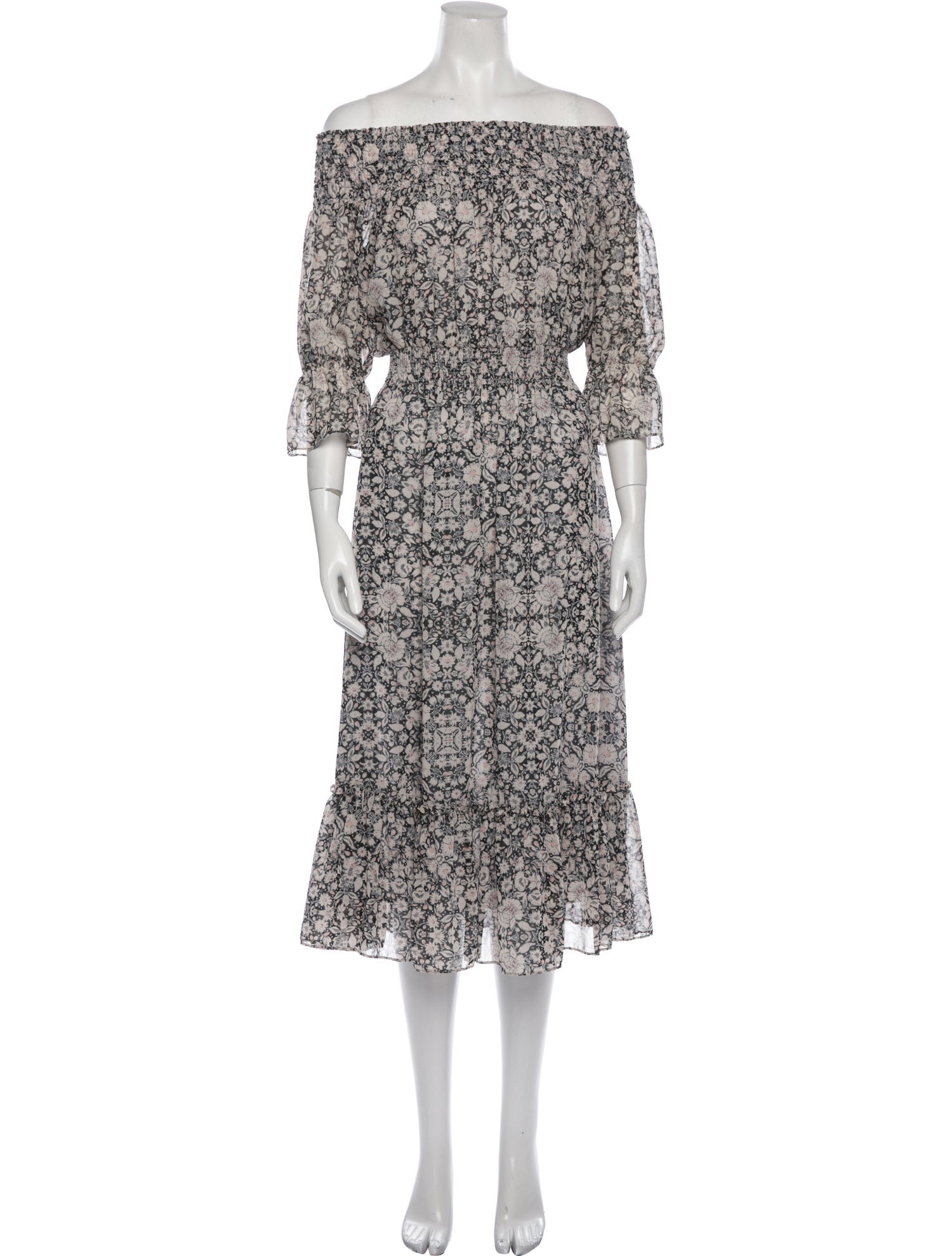 MISA Los Angeles Floral Print Midi Length Dress