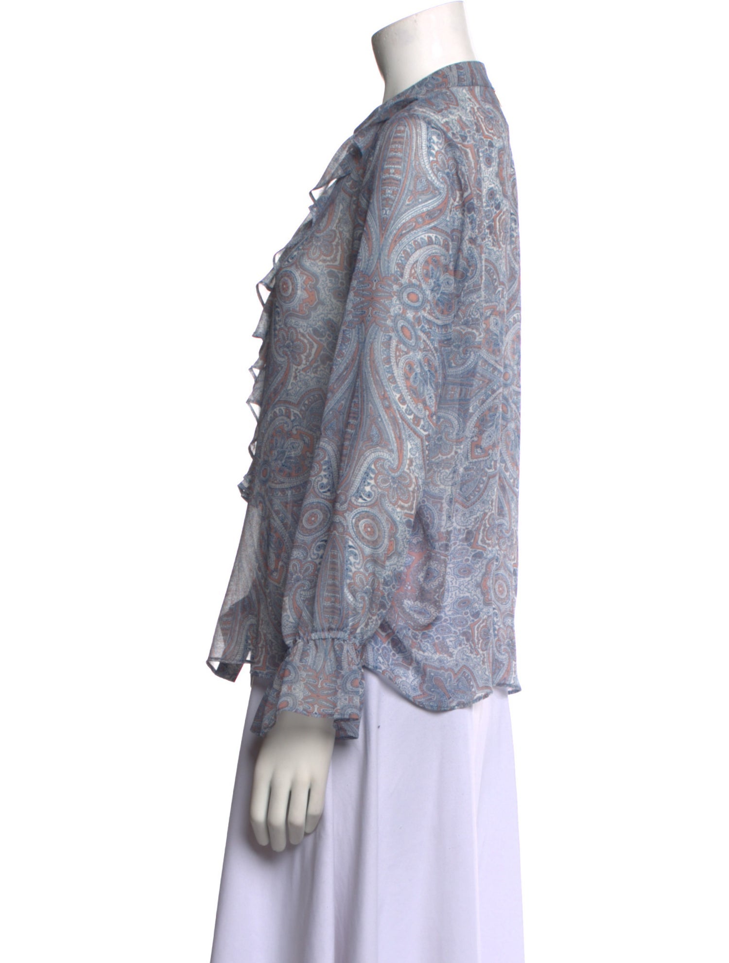 MISA Los Angeles Printed Mock Neck Blouse