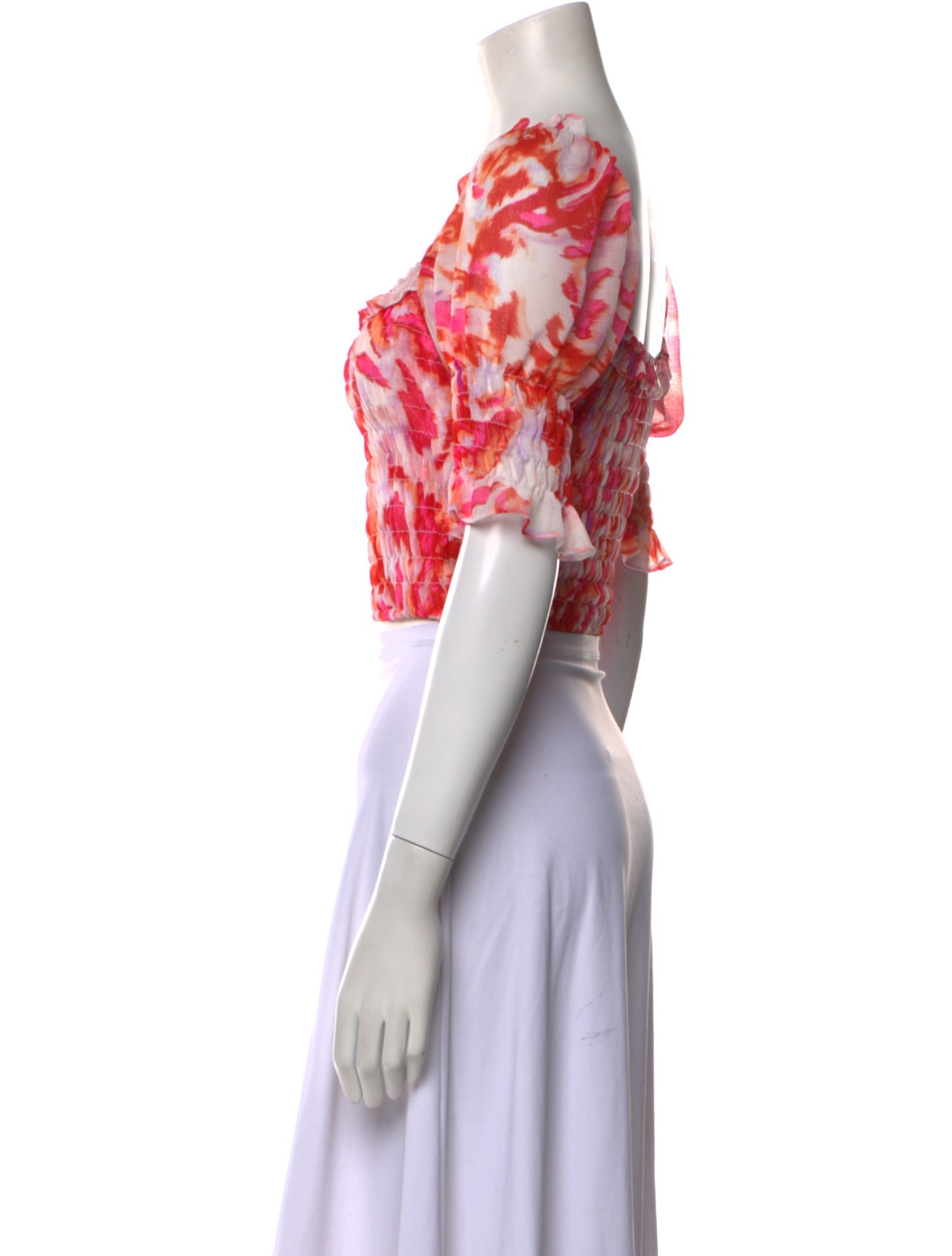 MISA Los Angeles Floral Print Square Neckline Crop Top