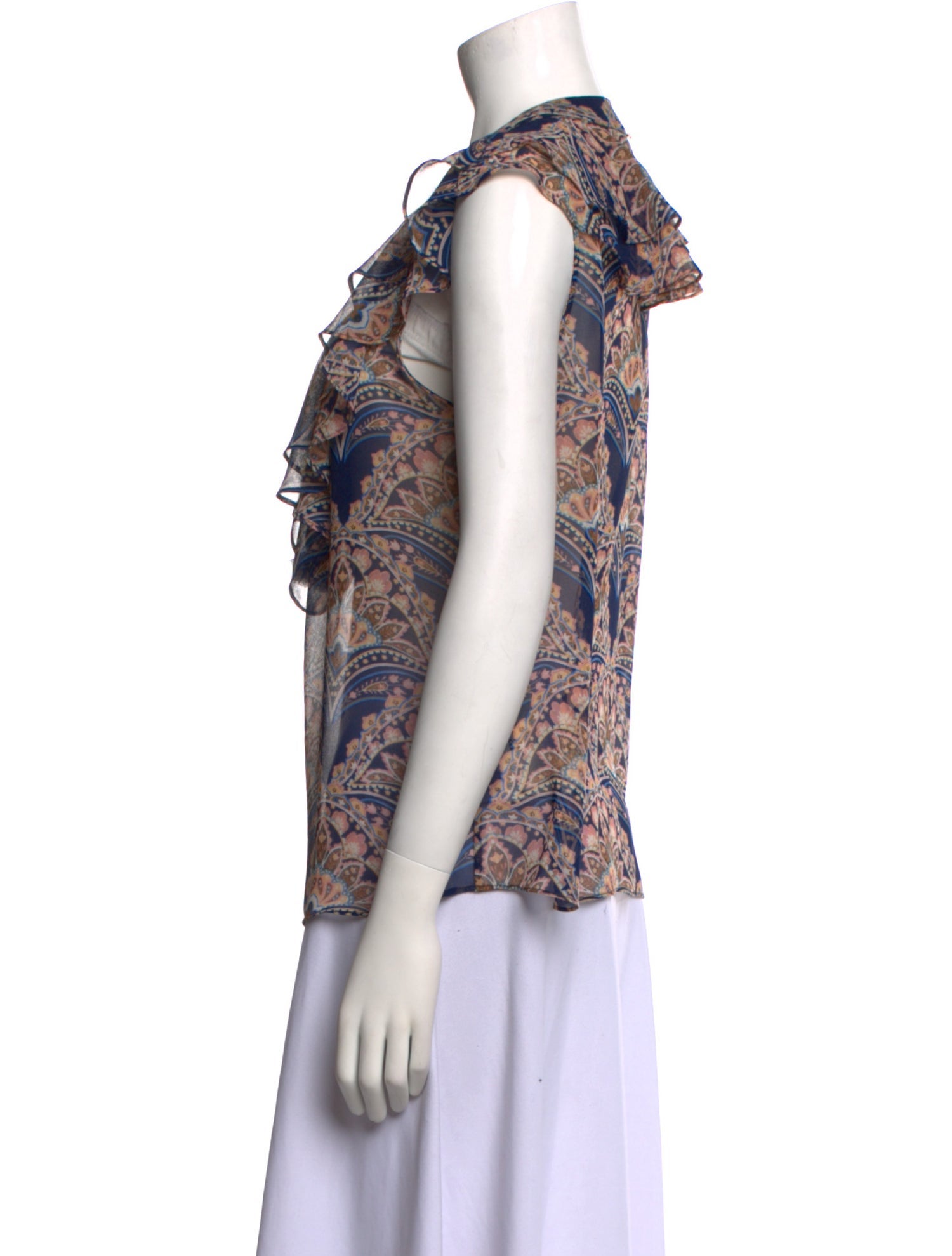 MISA Los Angeles Printed V-Neck Blouse