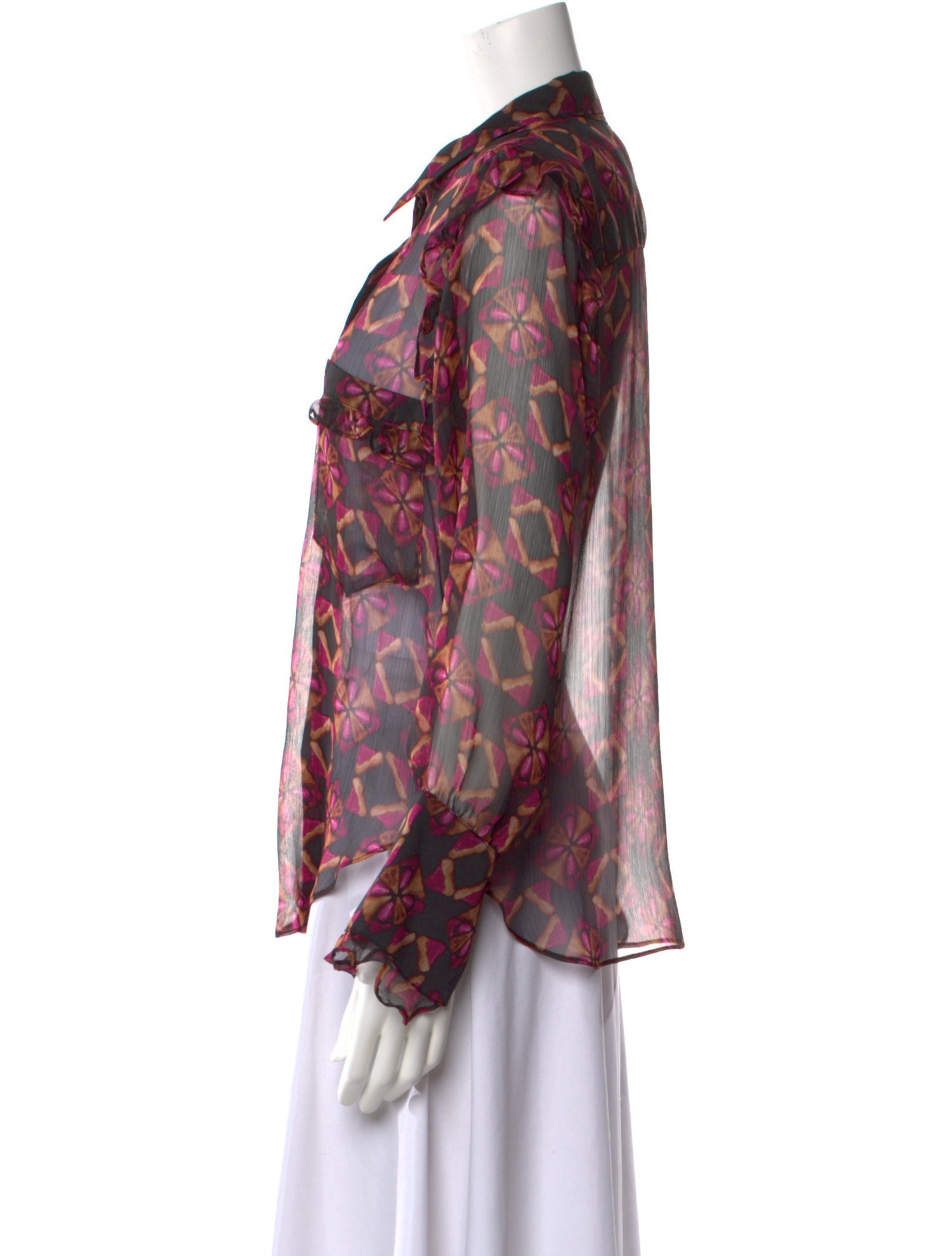 MISA Los Angeles Printed Long Sleeve Button-Up Top