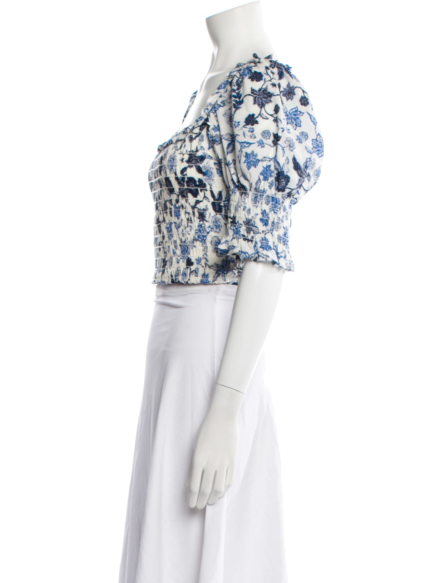 MISA Los Angeles Floral Print Square Neckline Crop Top