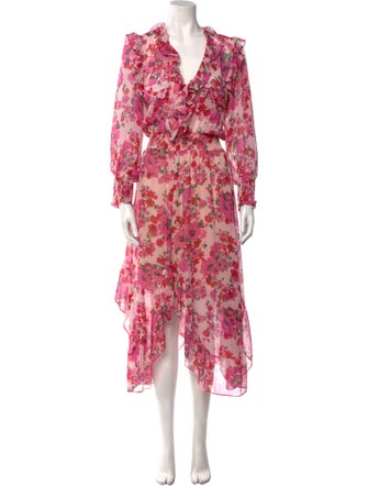 MISA Los Angeles Floral Print Midi Length Dress