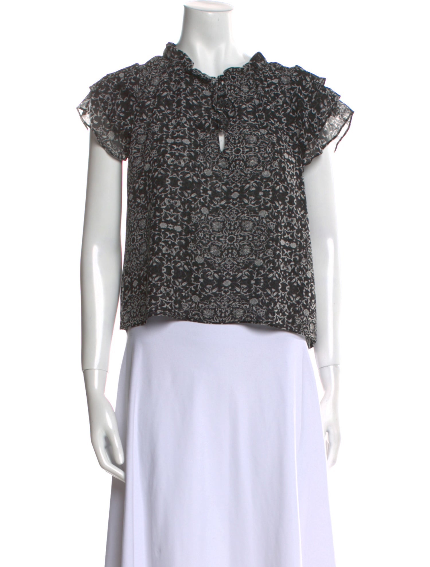 MISA Los Angeles Printed Mock Neck Crop Top