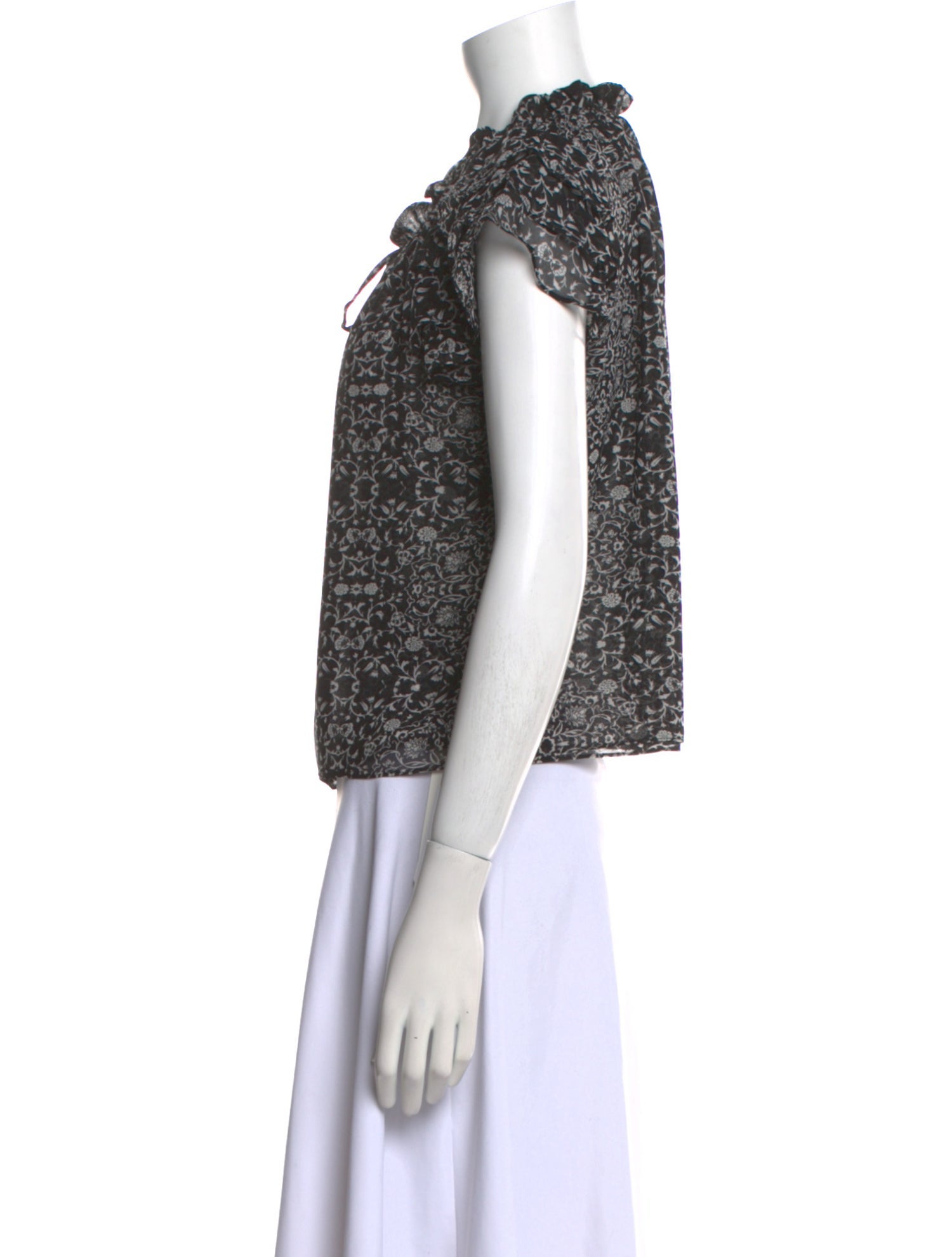 MISA Los Angeles Printed Mock Neck Crop Top