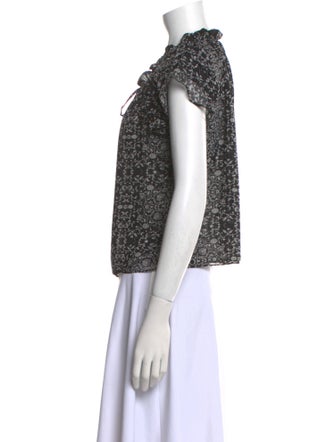 MISA Los Angeles Printed Mock Neck Crop Top