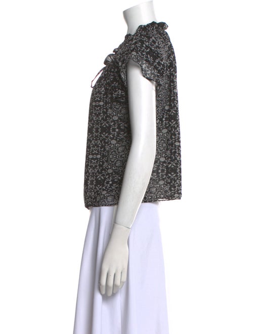 MISA Los Angeles Printed Mock Neck Crop Top