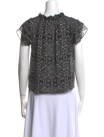 MISA Los Angeles Printed Mock Neck Crop Top