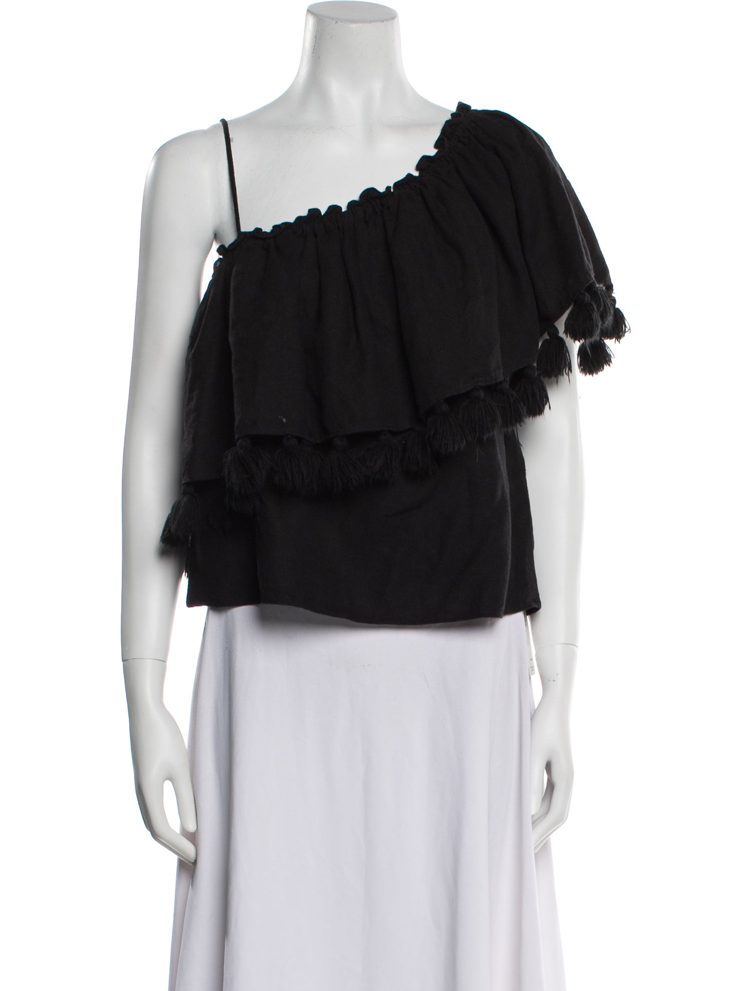 MISA Los Angeles Asymmetrical Short Sleeve Crop Top