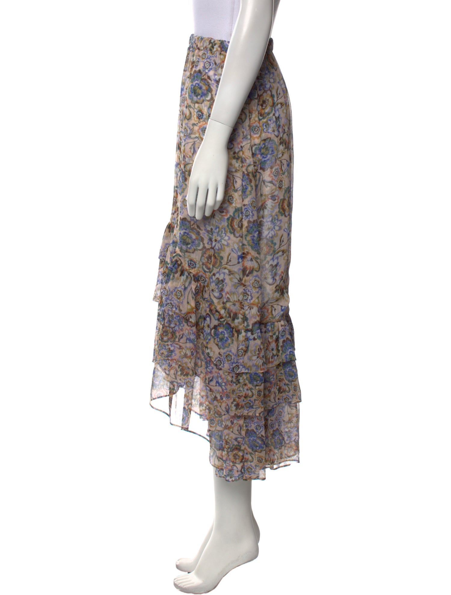 MISA Los Angeles Floral Print Midi Length Skirt