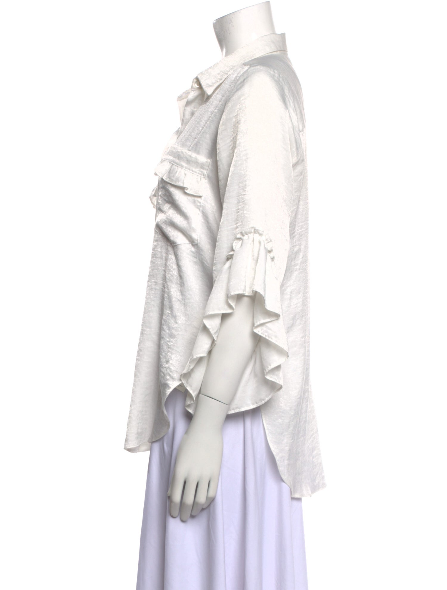 MISA Los Angeles Three-Quarter Sleeve Button-Up Top