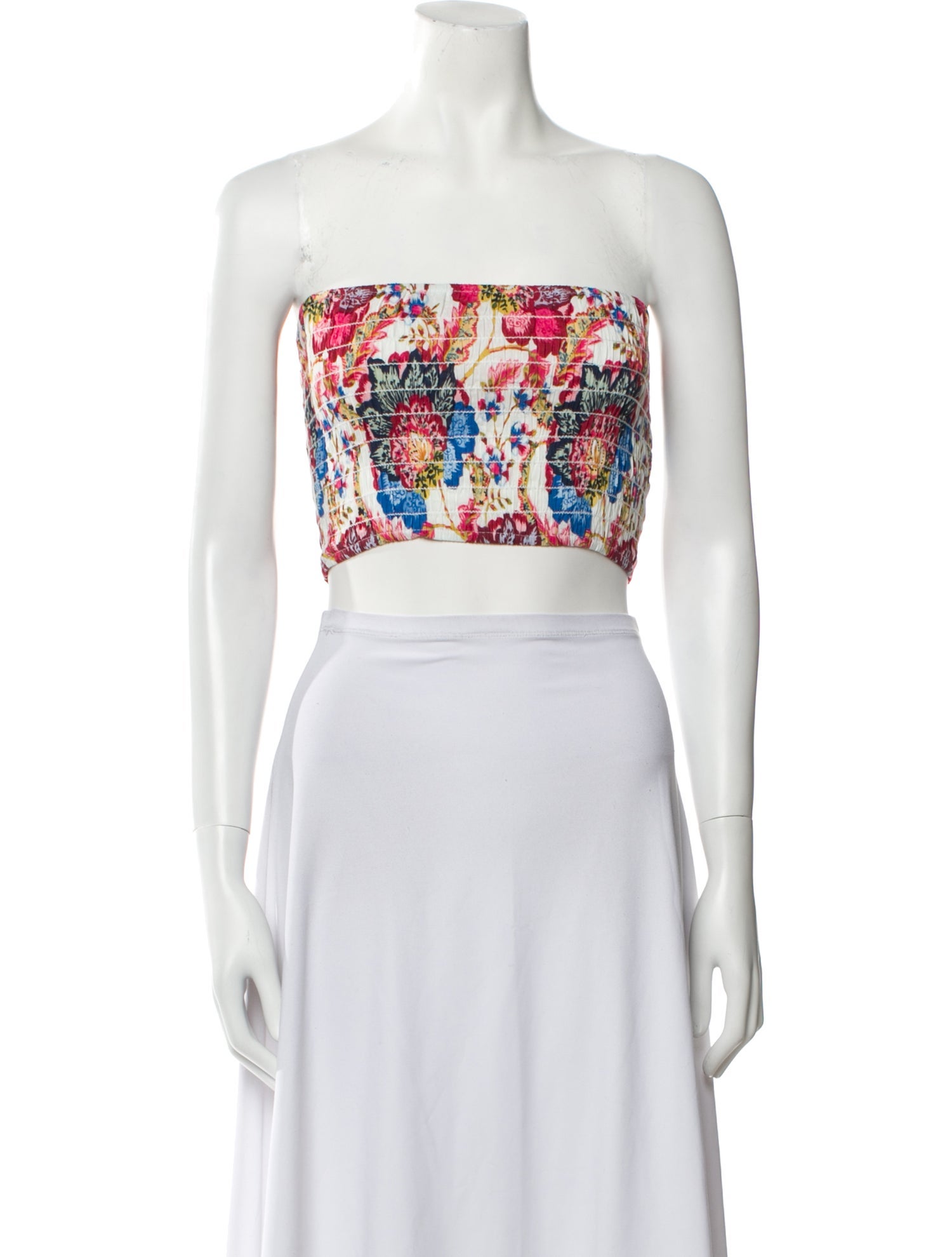 MISA Los Angeles Printed Strapless Crop Top