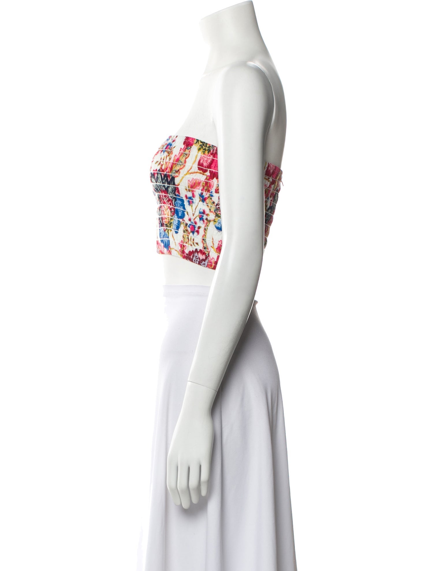 MISA Los Angeles Printed Strapless Crop Top