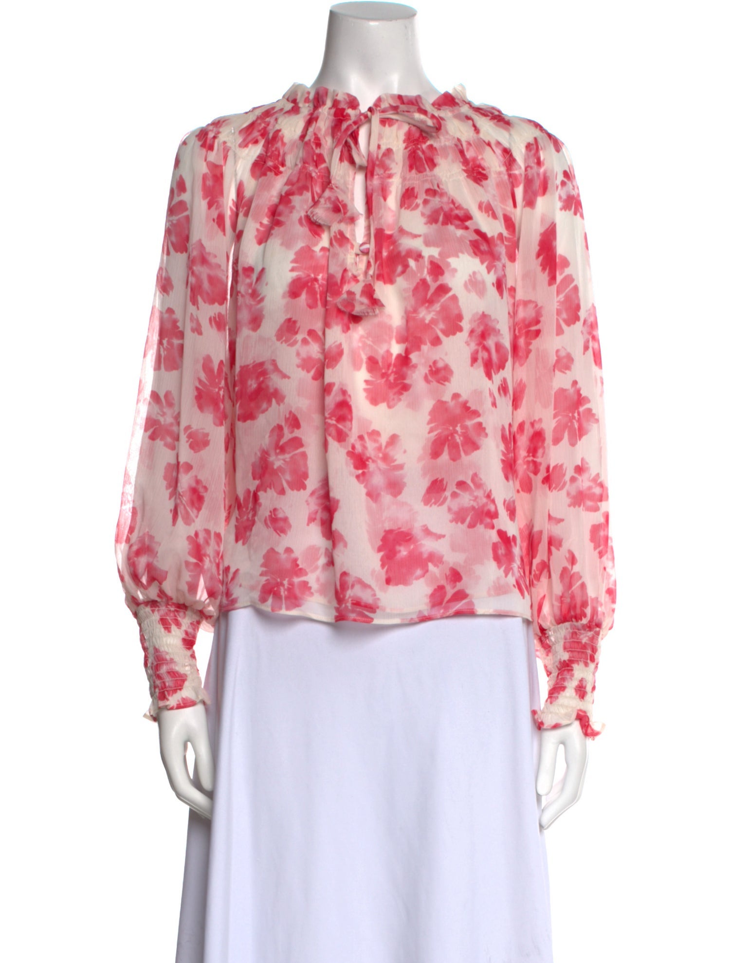 MISA Los Angeles Floral Print Mock Neck Blouse