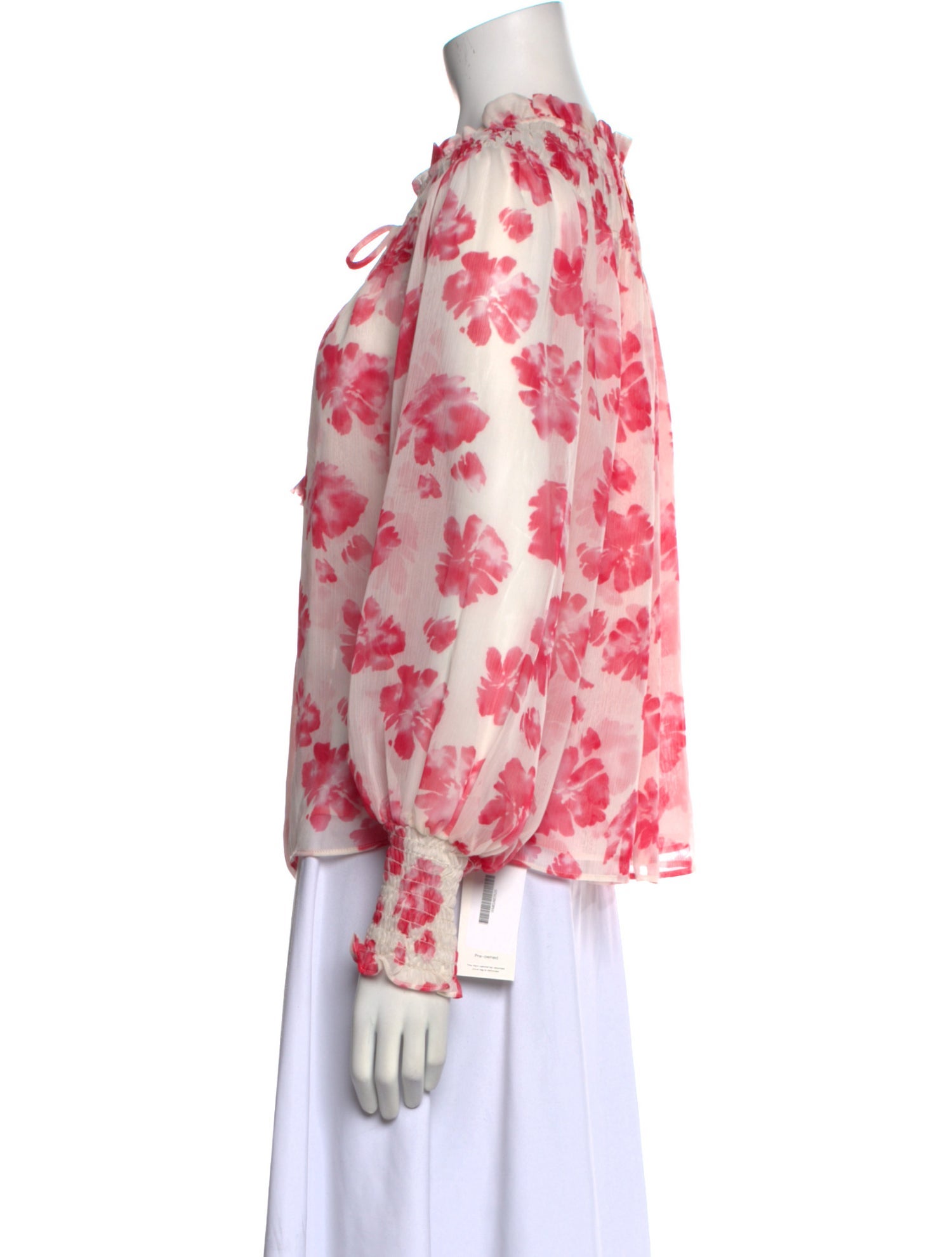 MISA Los Angeles Floral Print Mock Neck Blouse