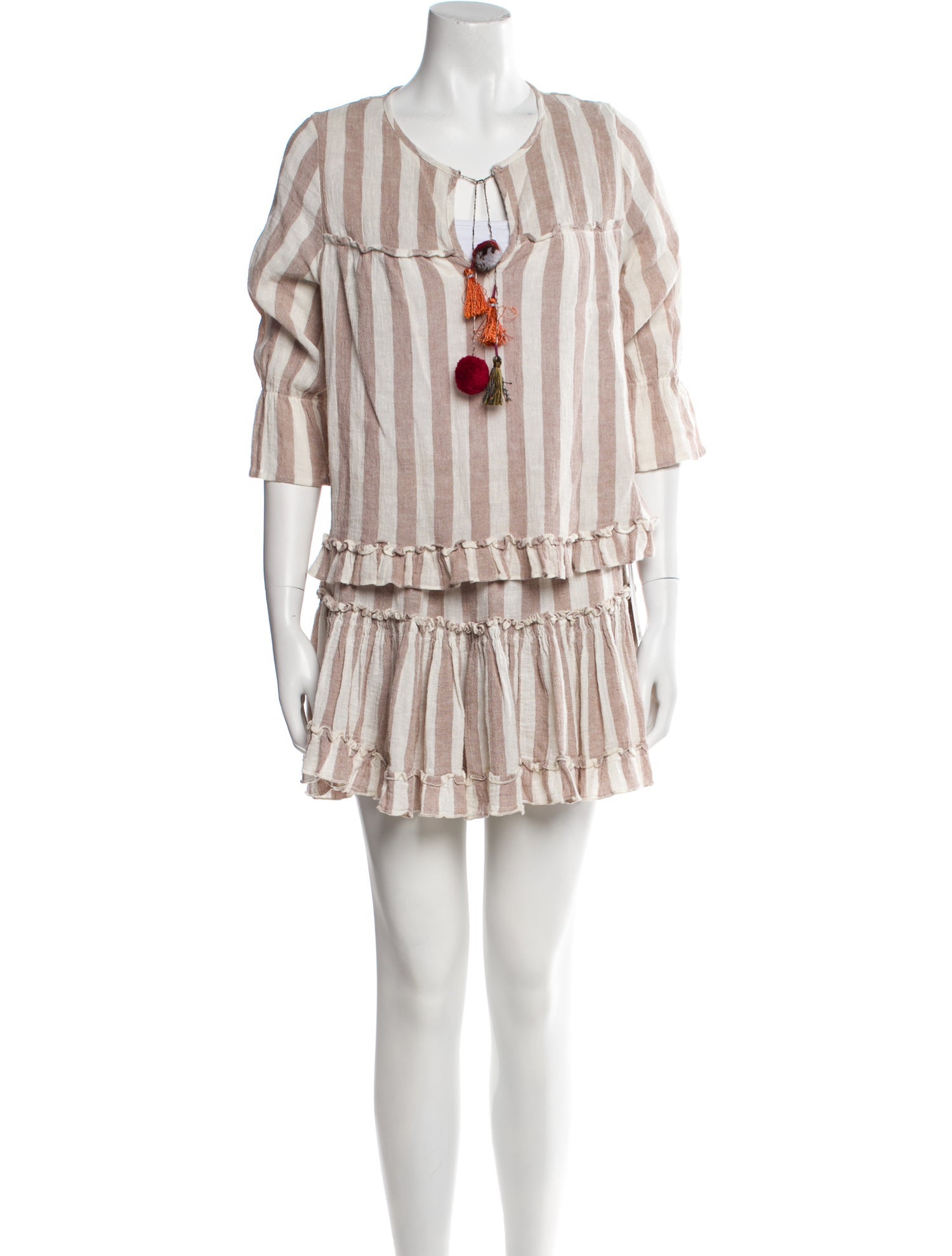 MISA Los Angeles Striped Tassel Accents Skirt Set