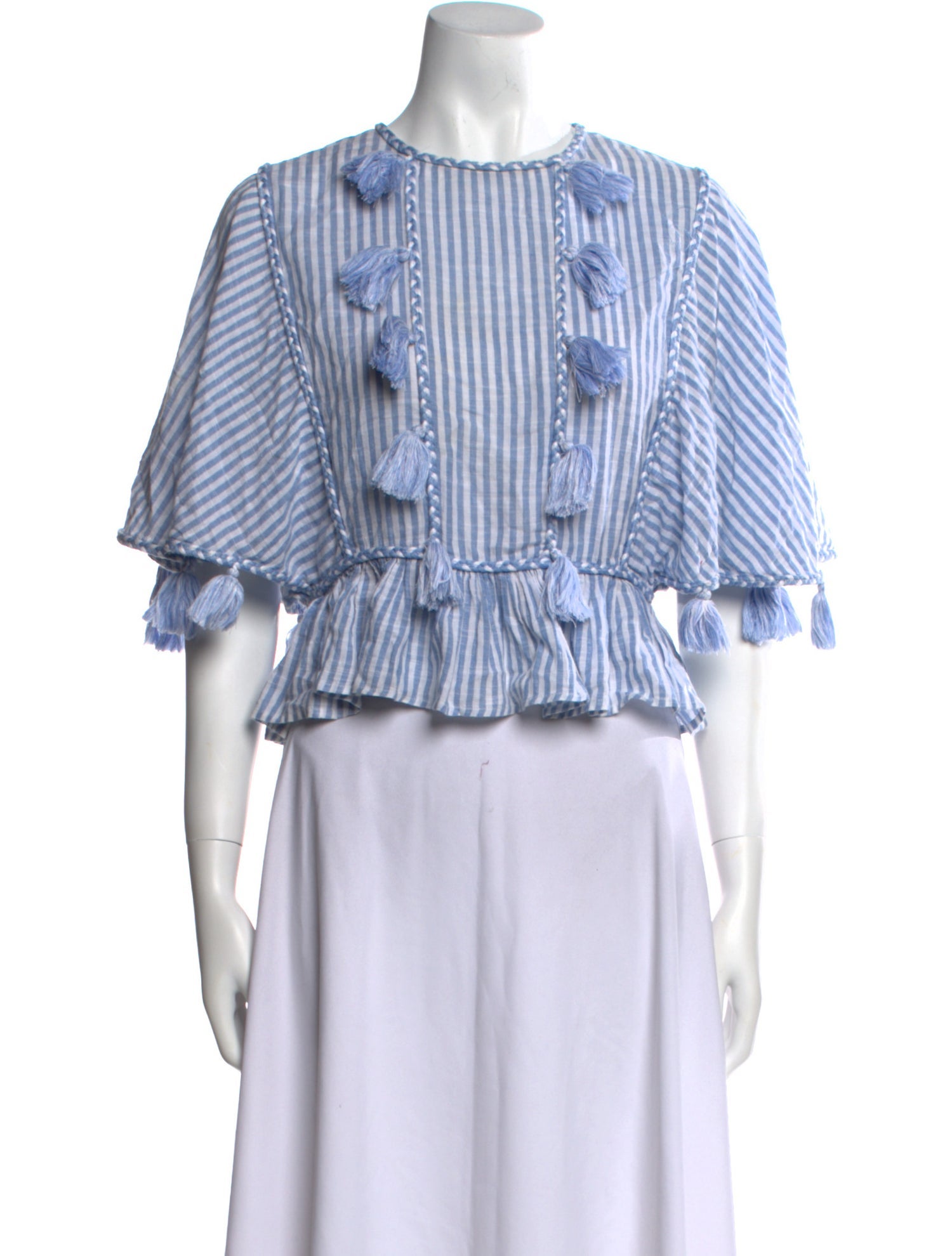 MISA Los Angeles Striped Crew Neck Crop Top