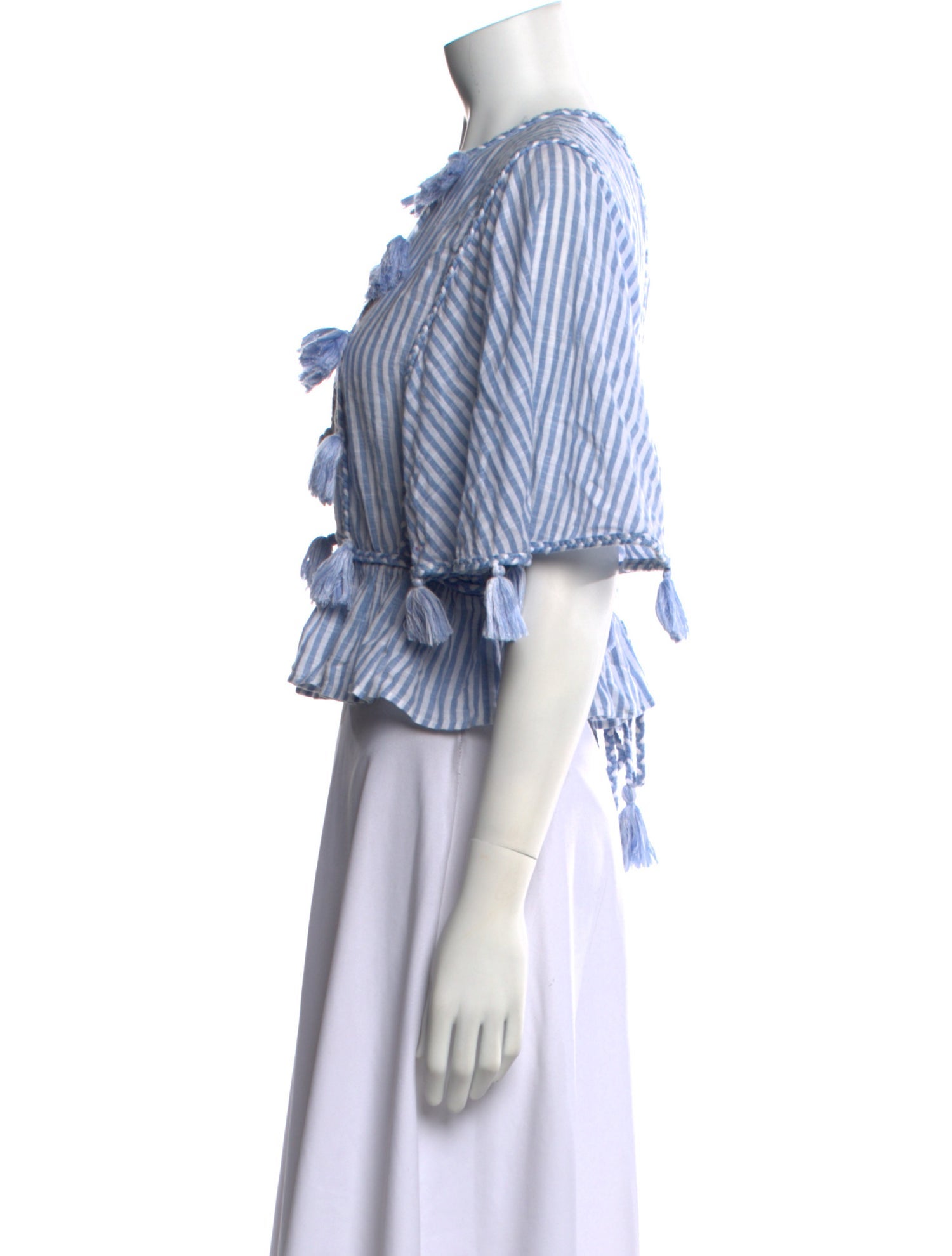 MISA Los Angeles Striped Crew Neck Crop Top