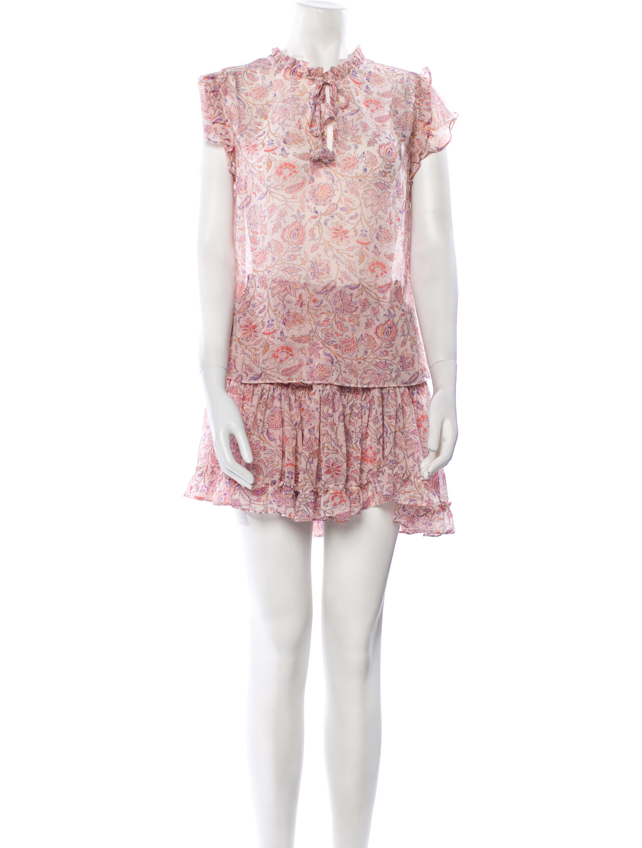 MISA Los Angeles Printed Ruffle Embellishment Skirt Set