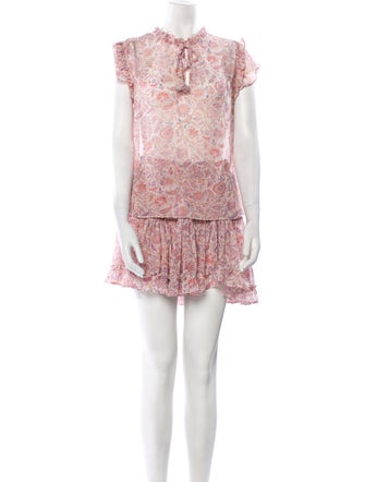 MISA Los Angeles Printed Ruffle Embellishment Skirt Set