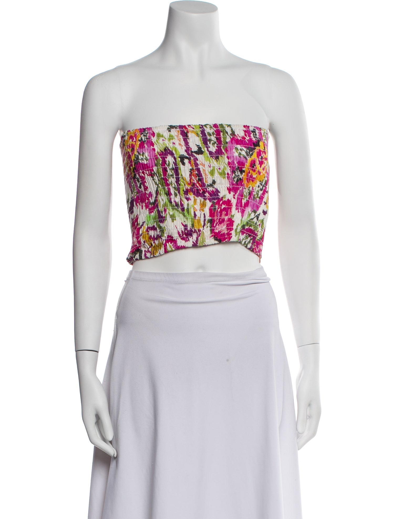 MISA Los Angeles Printed Strapless Crop Top w/ Tags