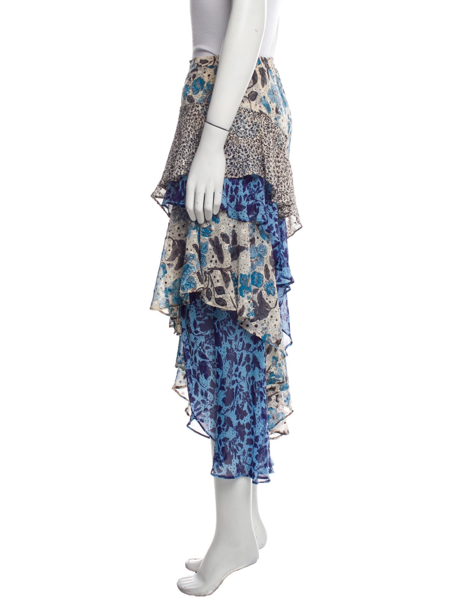 MISA Los Angeles Floral Print Midi Length Skirt