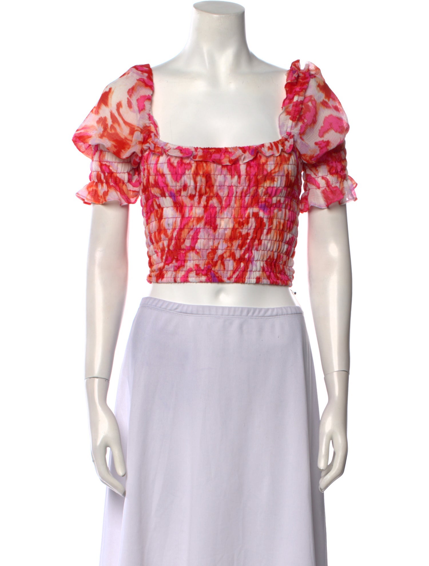 MISA Los Angeles Printed Square Neckline Crop Top