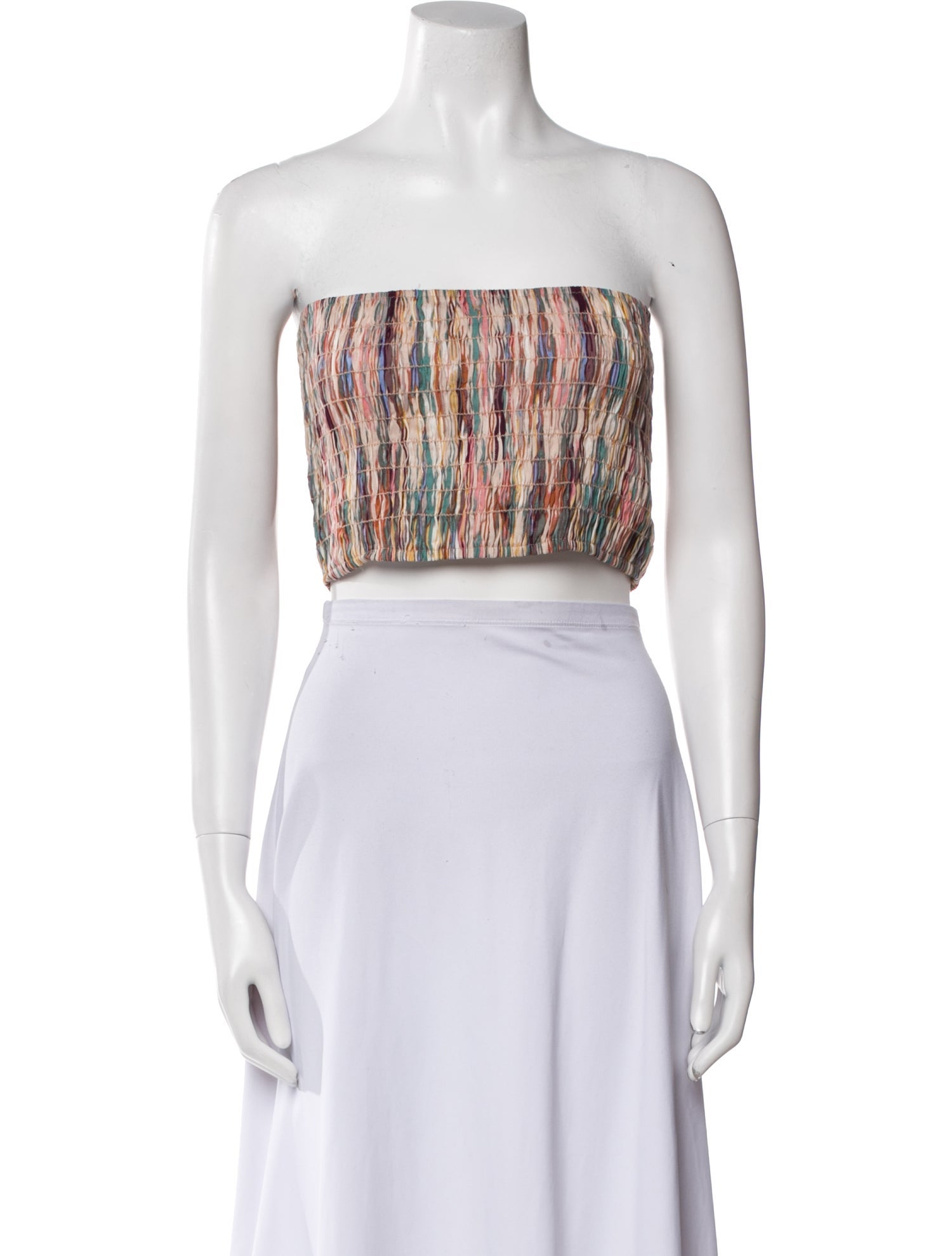 MISA Los Angeles Printed Strapless Crop Top