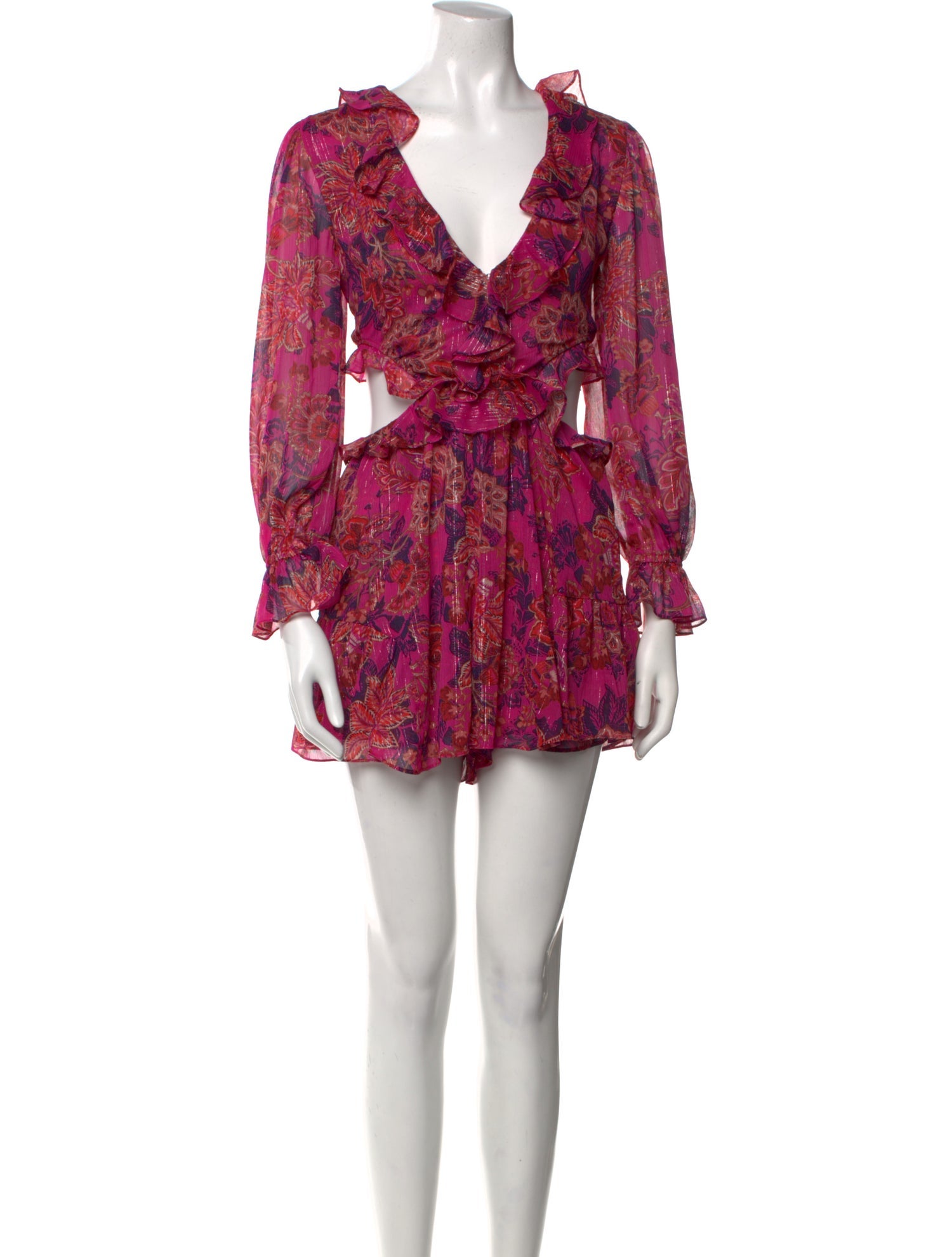 MISA Los Angeles Floral Print V-Neck Romper