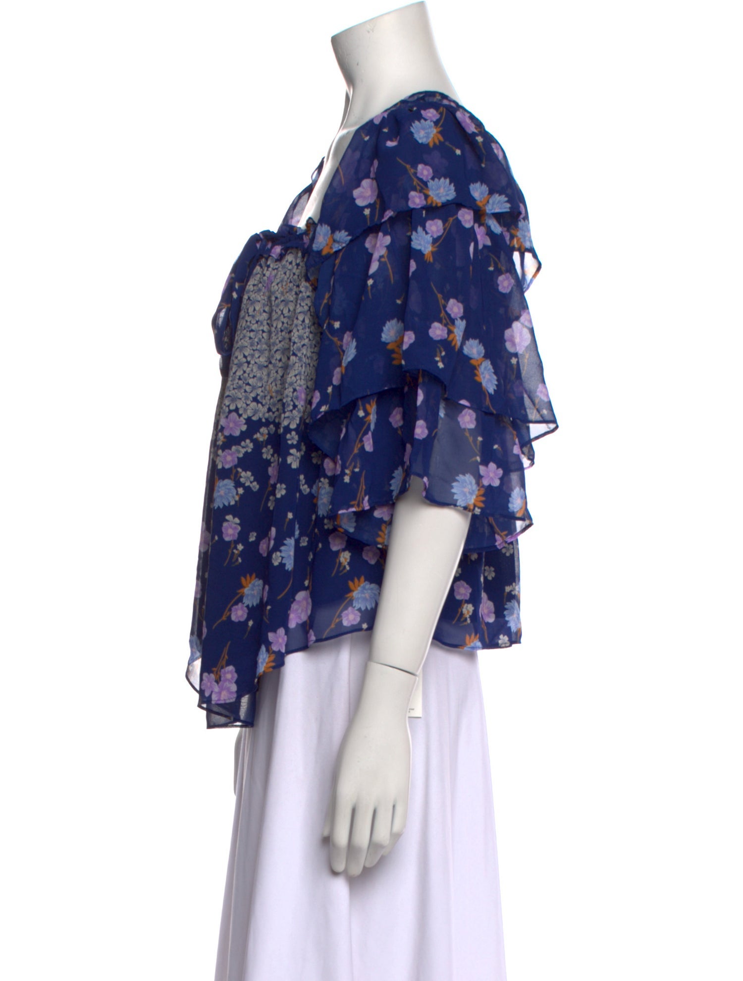 MISA Los Angeles Floral Print Square Neckline Blouse