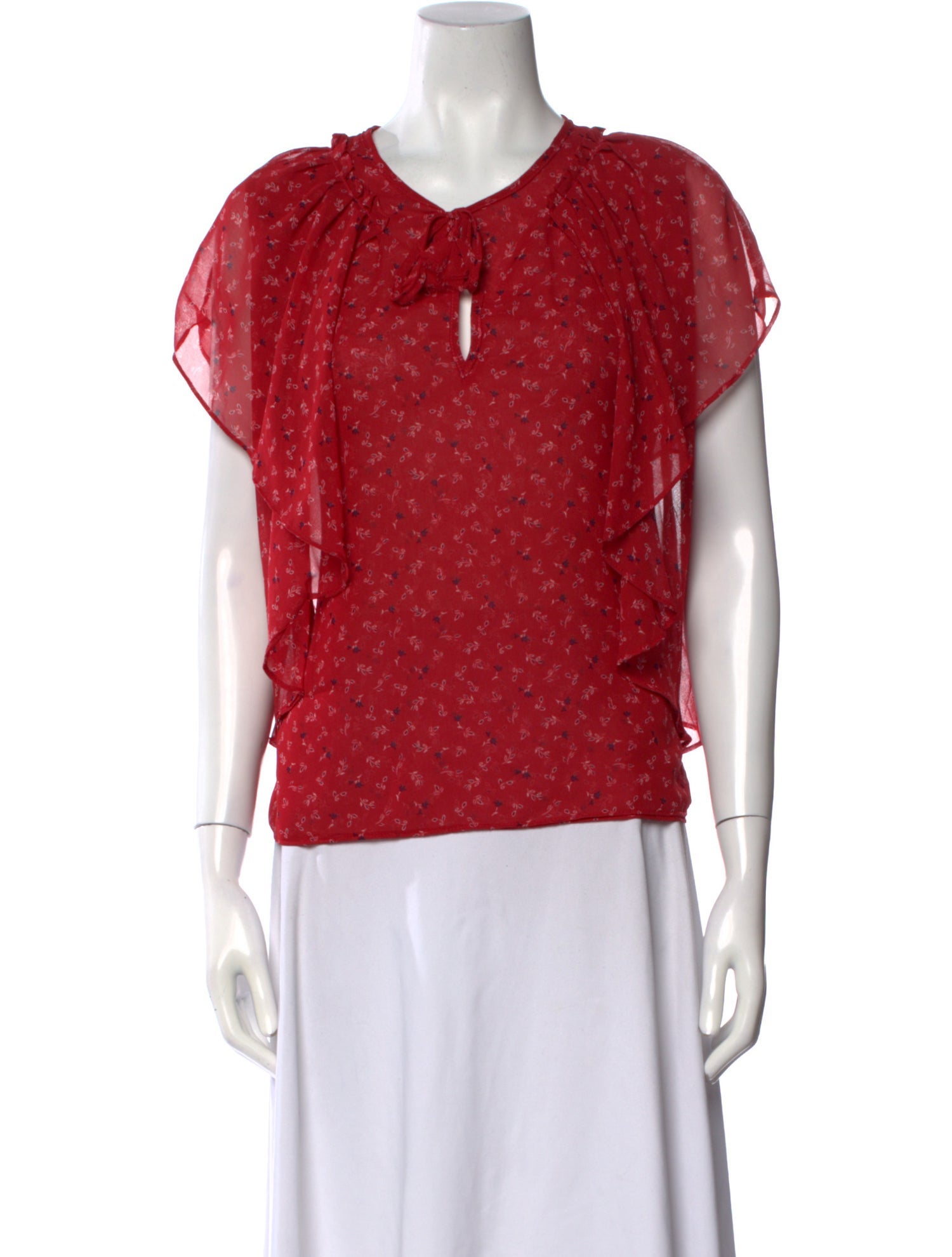 MISA Los Angeles Printed Tie Neck Top