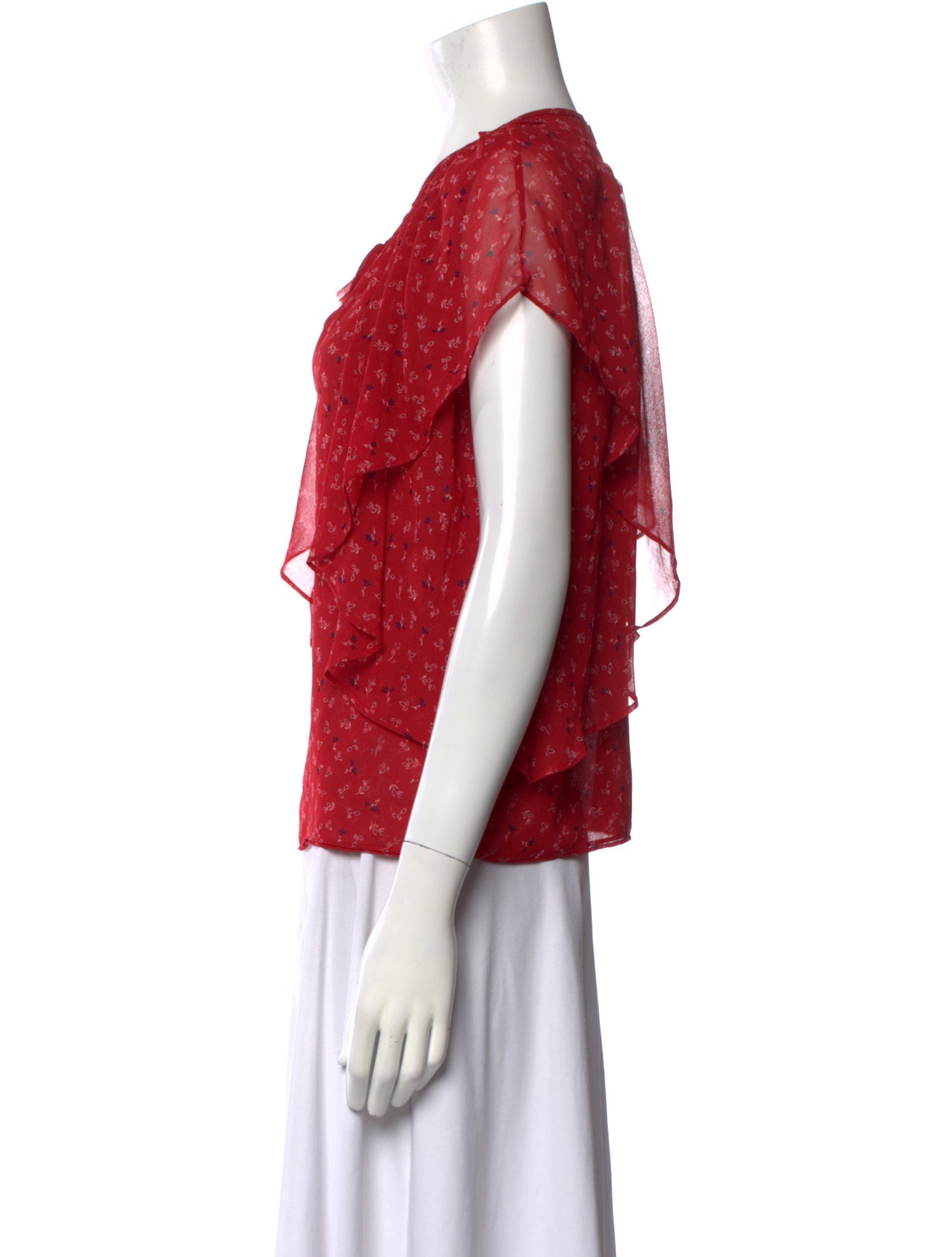 MISA Los Angeles Printed Tie Neck Top