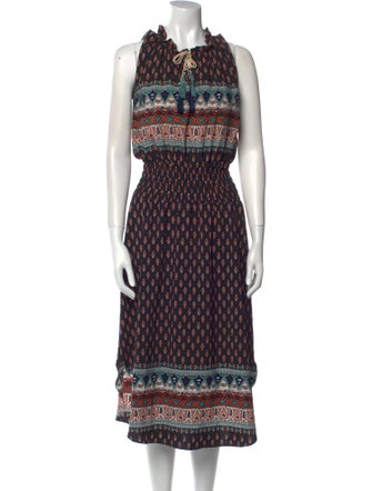 MISA Los Angeles Printed Midi Length Dress