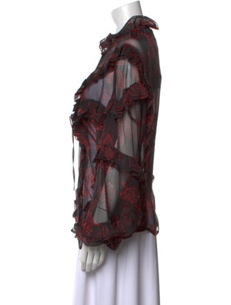 MISA Los Angeles Printed Mock Neck Blouse