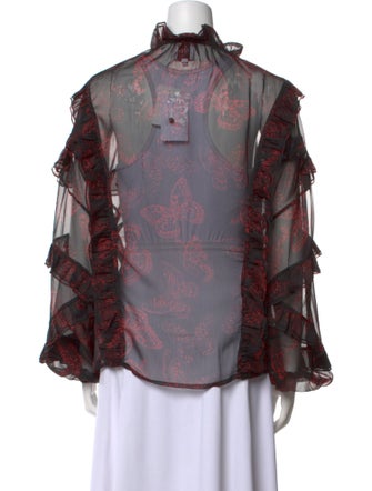 MISA Los Angeles Printed Mock Neck Blouse