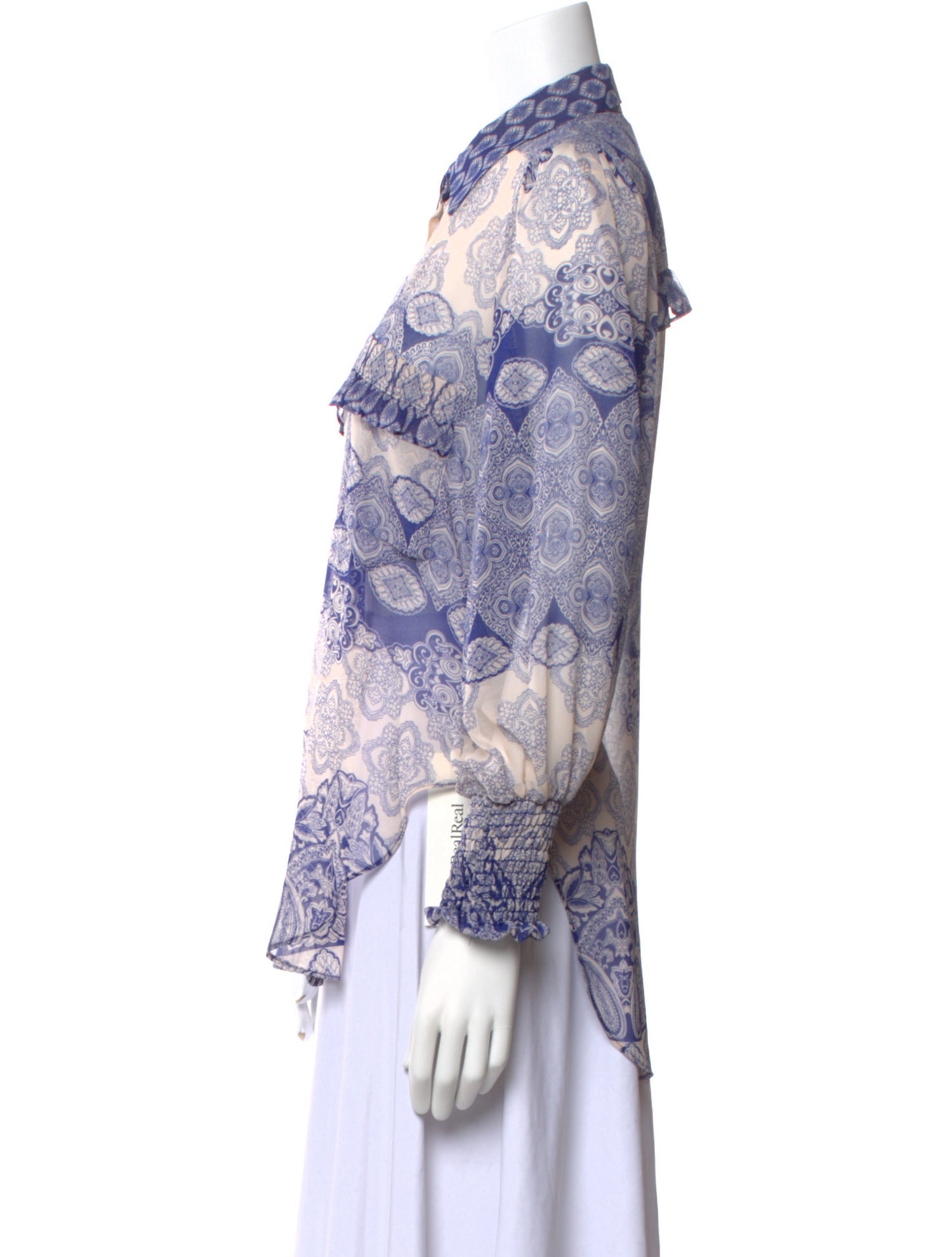 MISA Los Angeles Paisley Print Long Sleeve Button-Up Top