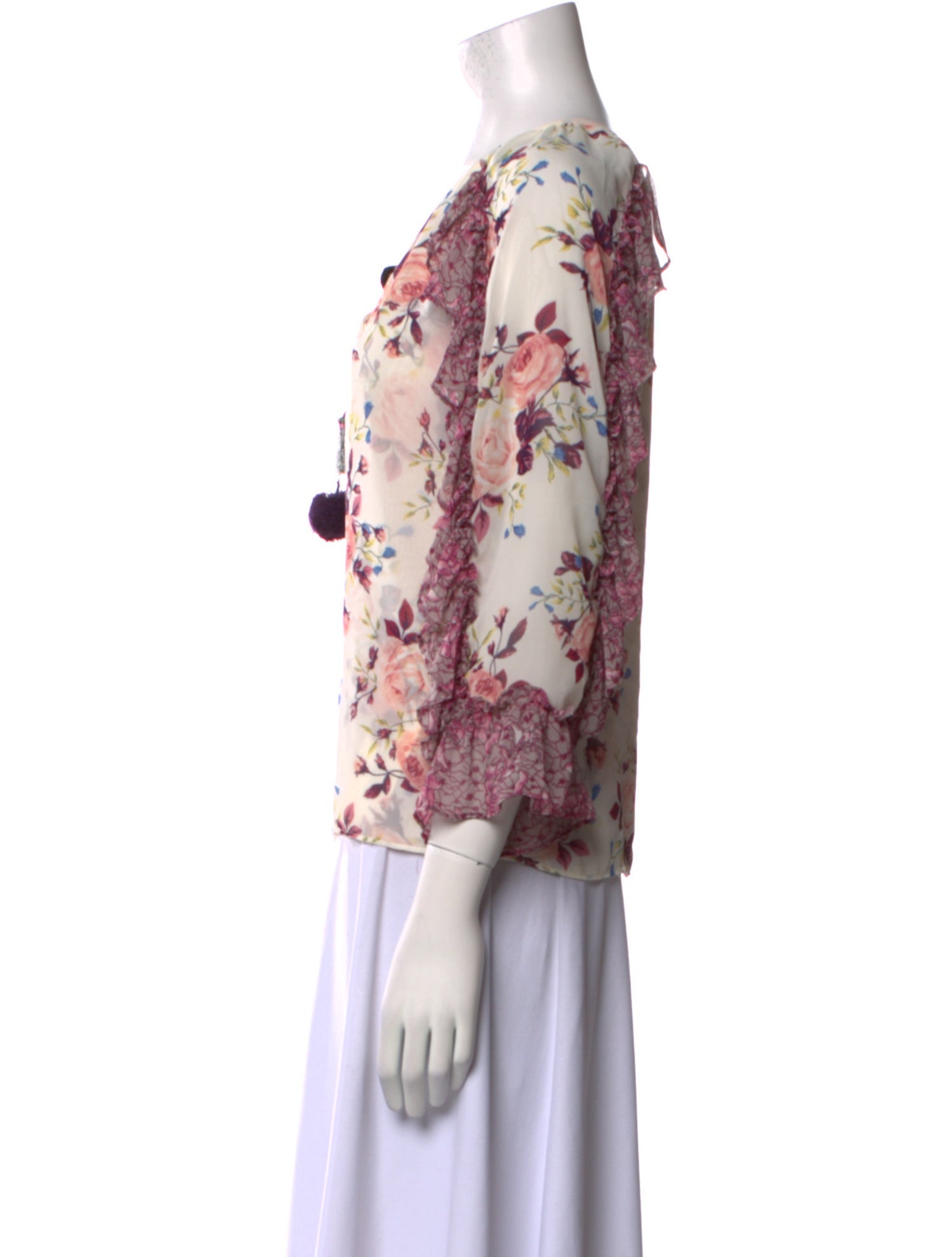 MISA Los Angeles Floral Print Scoop Neck Blouse