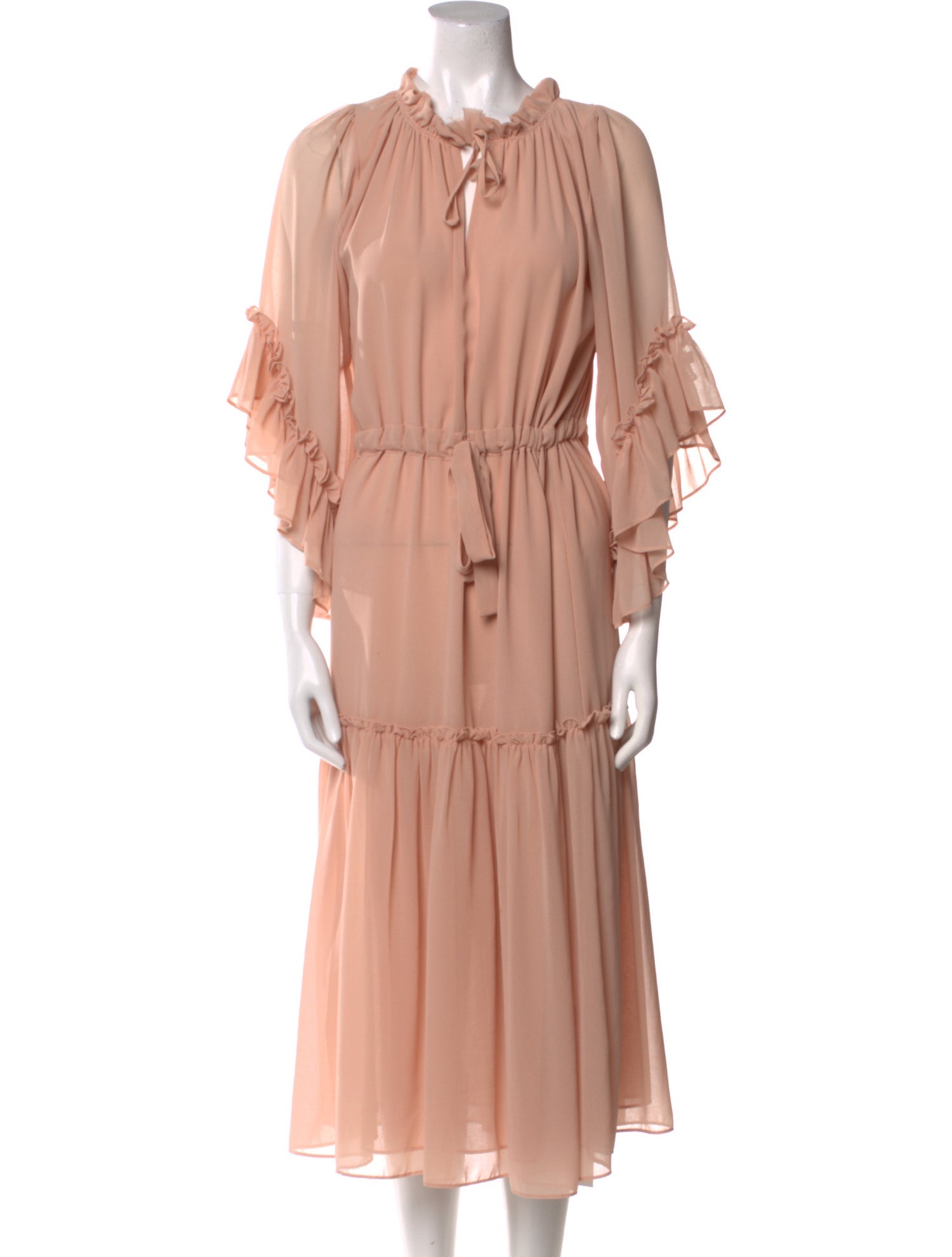 MISA Los Angeles Tie Neck Long Dress