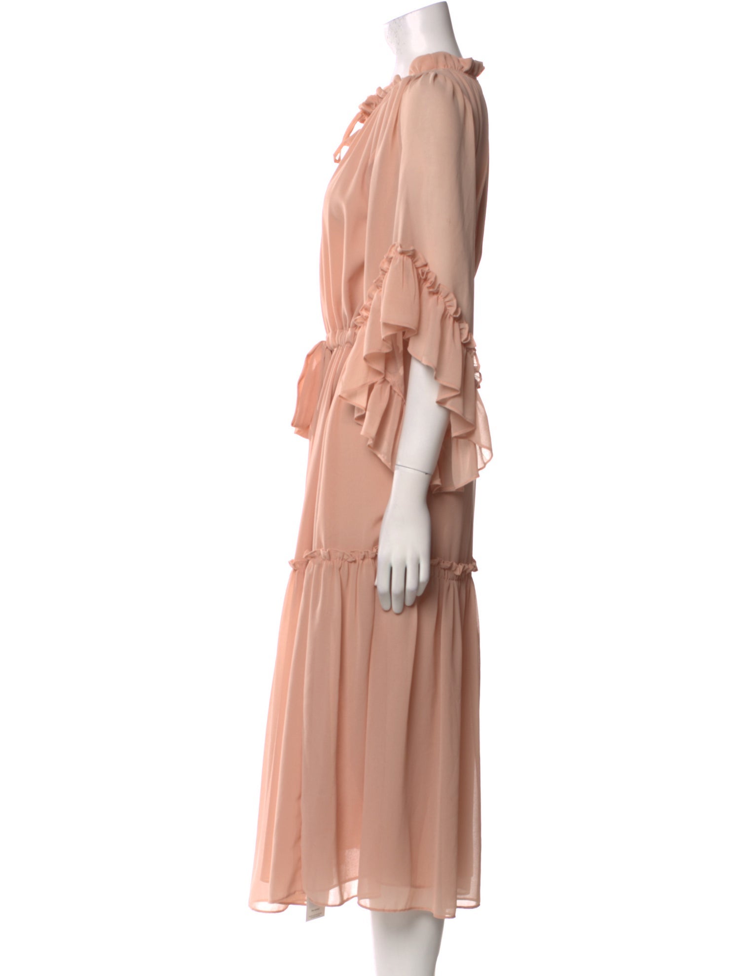 MISA Los Angeles Tie Neck Long Dress