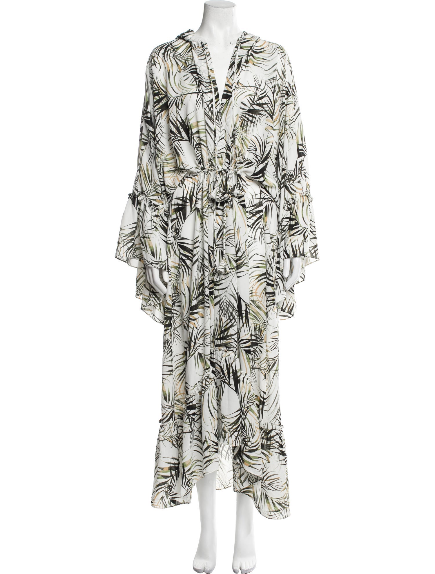 MISA Los Angeles Printed Ruffle Embellishment Robe